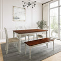 Lafayette Medium Brown And White Wood Dining Table Navy Blue Solid Wood