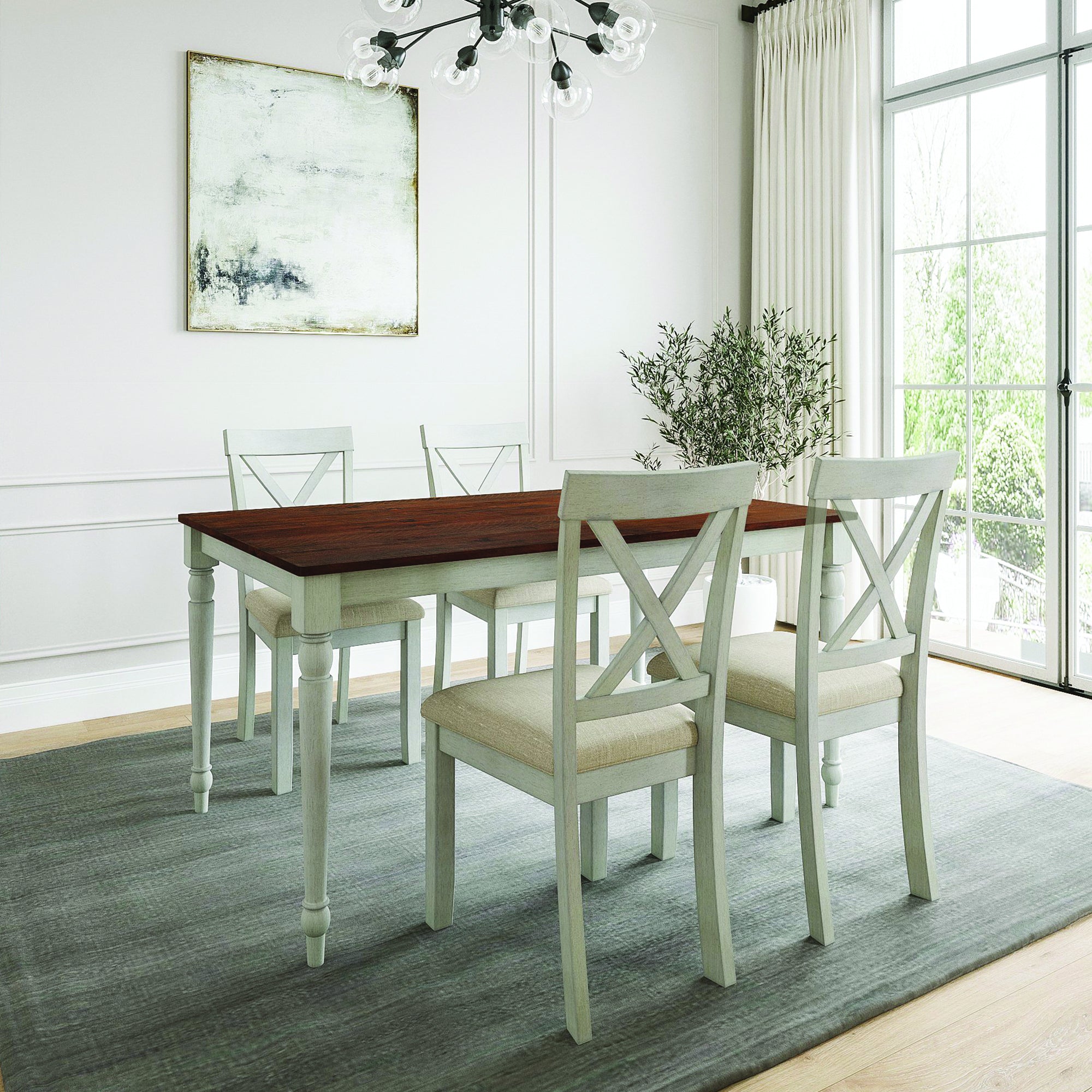 Lafayette Medium Brown and White Wood Dining
