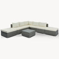 8 Pieces Outdoor Patio Furniture Sets, Garden Conversation Wicker Sofa Set, Single Sofa Combinable, Beige Cushions Gray Wicker Yes Beige Wicker