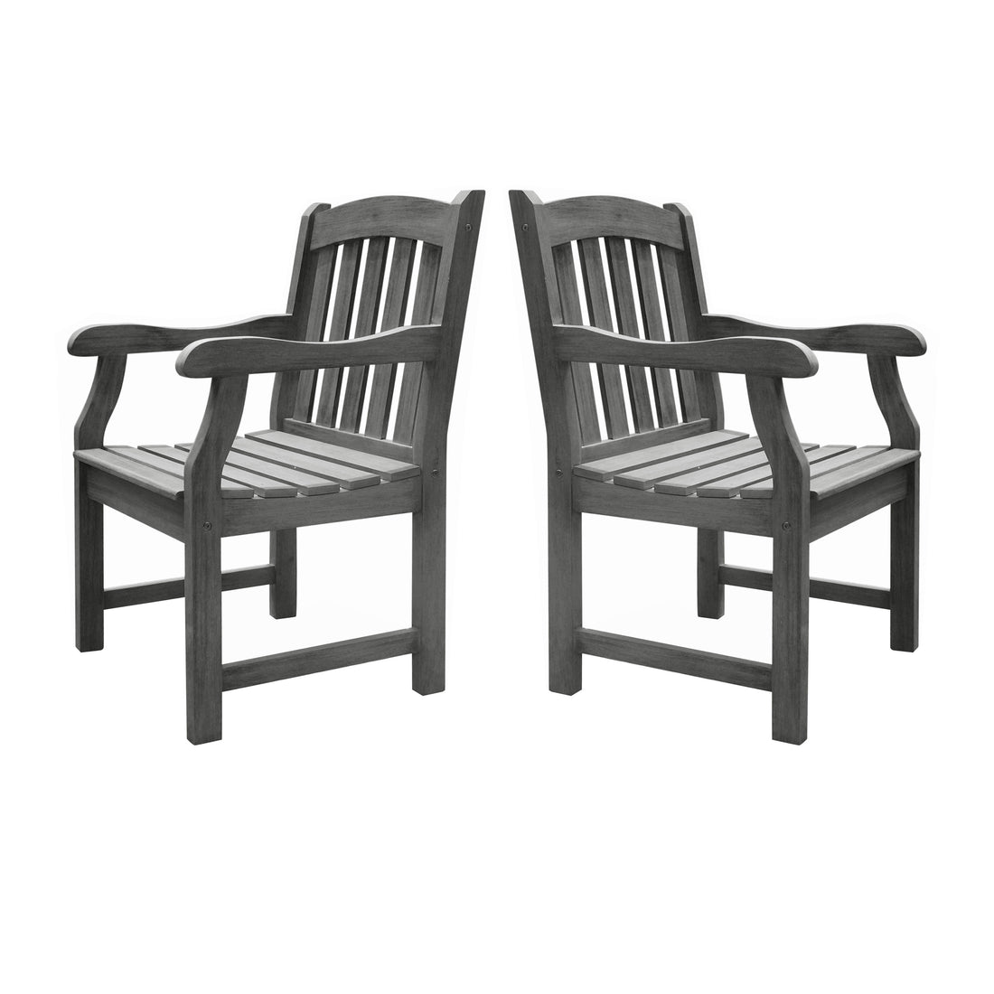 Malibu Outdoor Garden Armchair Gray Solid Wood