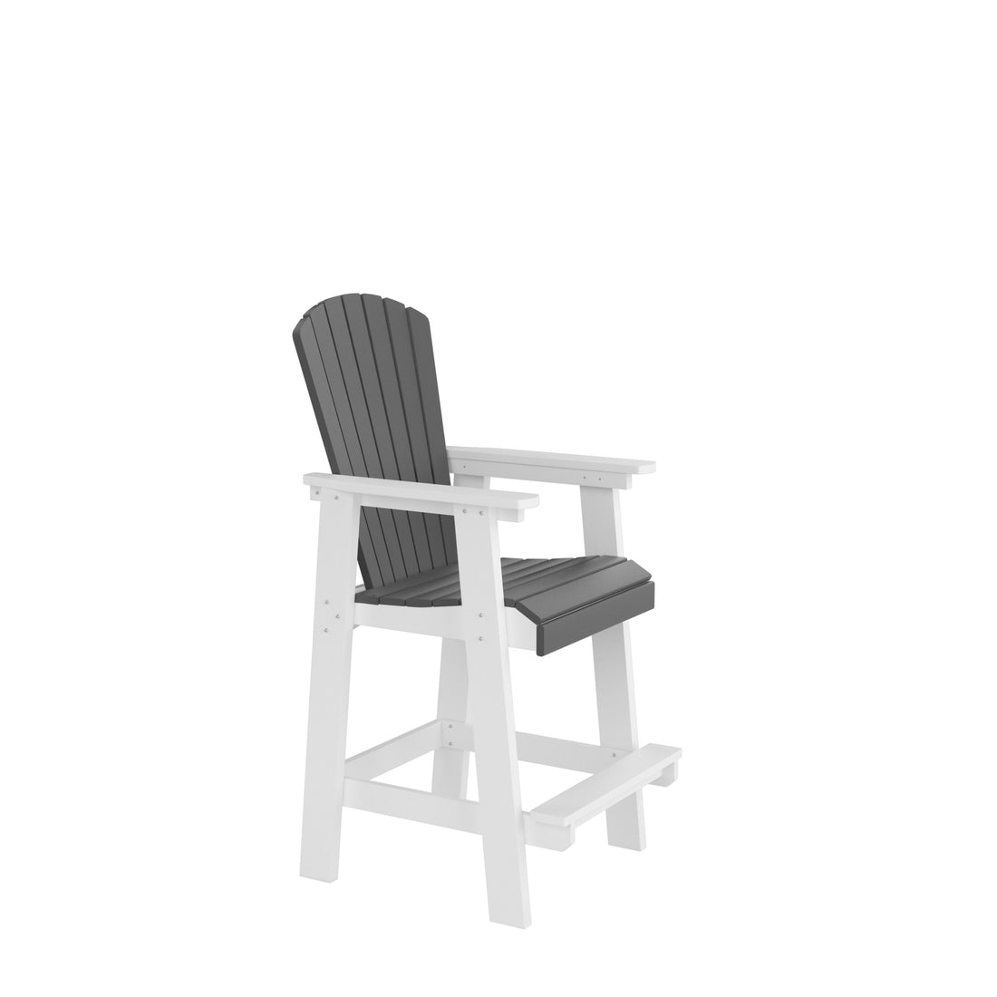 Hdpe Bar Chair, Outdoor Tall Adirondack Chairs Set Of 2, Patio Bar Stool Chair With High Back White Gray, Set Of 2 White Gray Hdpe