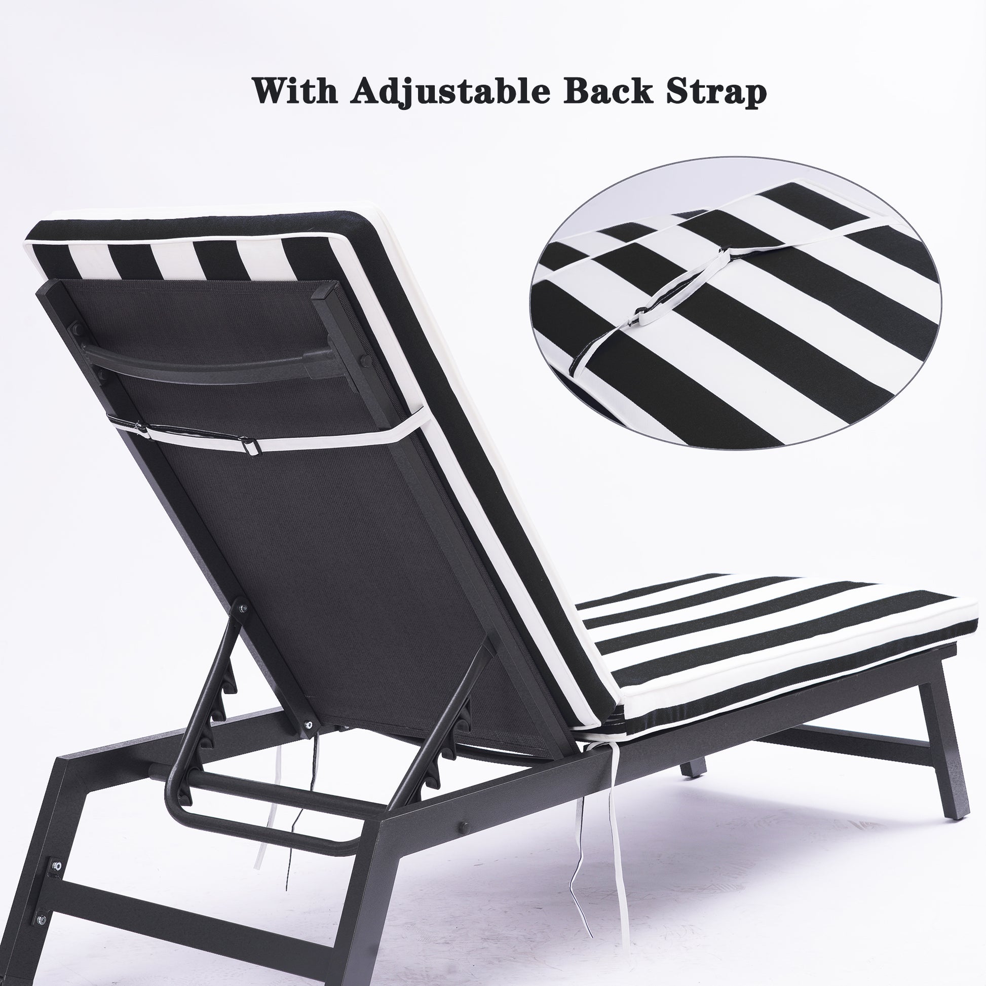 1Pcsoutdoor Lounge Chair Cushion Replacement Patio Funiture Seat Cushion Chaise Lounge Cushion Black White Stripe Black White Polyester