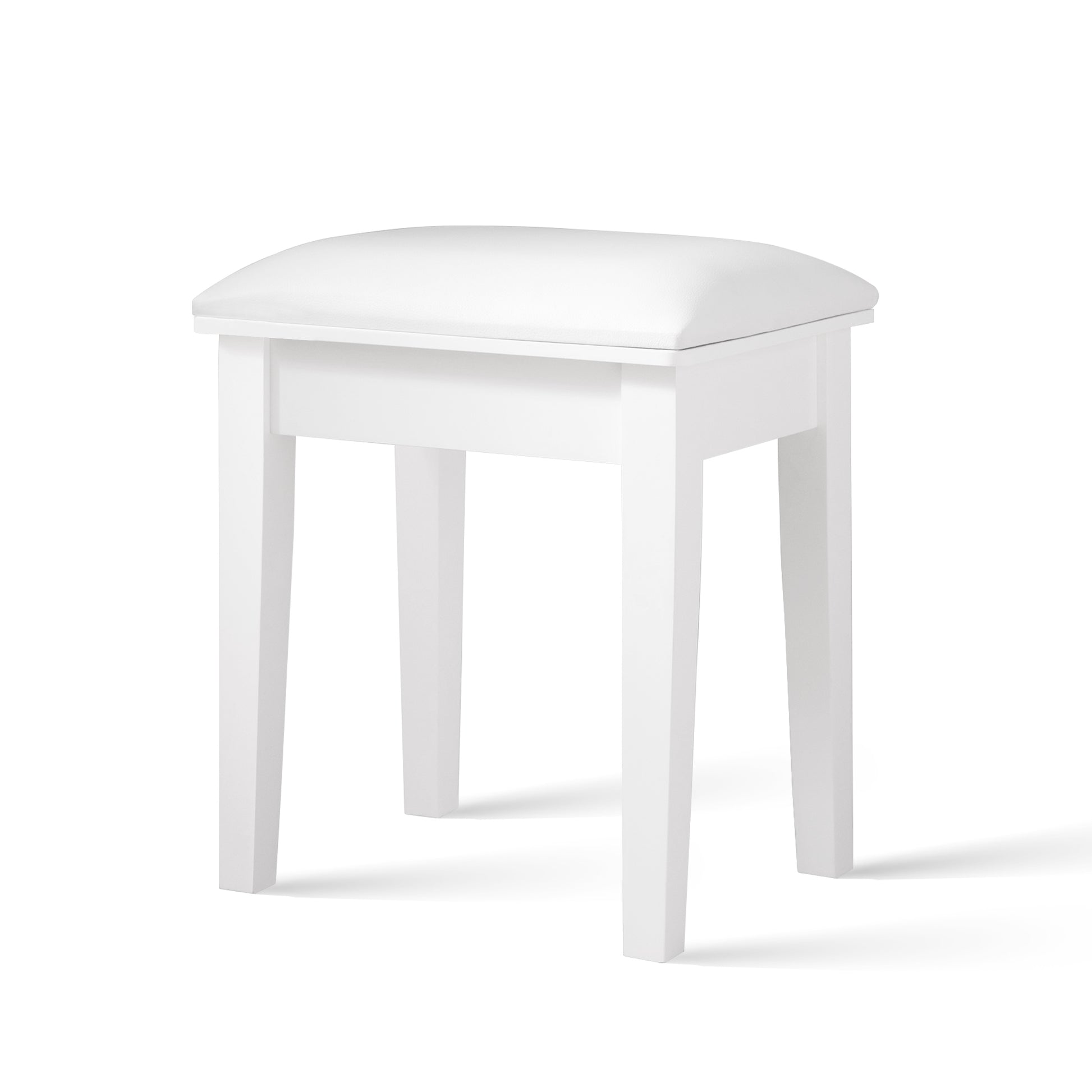 Vanity Stool Makeup Bench Dressing Stool With Cushion And Solid Legs,White White Mdf