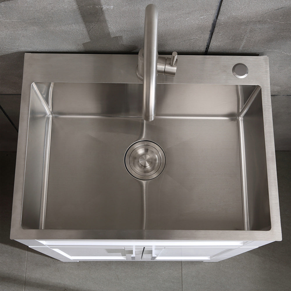 24In Stainless Steel Washing Sink W Faucet Hoses And Drain Head Only Update Silver Stainless Steel Stainless Steel