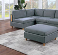 Contemporary Living Room Furniture 6Pc Modular Corner Sectional Set Steel Dorris Fabric Couch 2X Wedges 3X Armless Chair And 1X Ottoman Steel Gray Primary Living Space Cushion Back Contemporary,Modern Modular Fabric 6 Seat