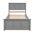 Platform Bed With Twin Size Trundle, Twin Size Frame, Gray Gray Pine