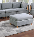 Living Room Furniture 7Pc Modular Sofa Set Light Grey Dorris Fabric Couch 4X Corner Wedges 2X Armless Chair And 1X Ottoman Light Grey Primary Living Space Cushion Back Contemporary,Modern Modular Fabric 7 Seat