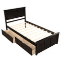 Platform Storage Bed, 2 Drawers With Wheels, Twin Size Frame, Espresso Sku:Wf283062Aap Twin Espresso Pine