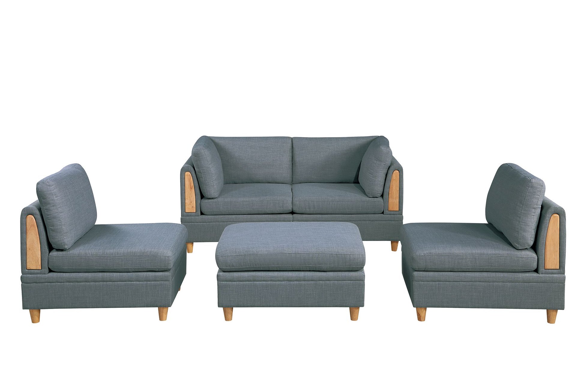 Living Room Furniture Corner Wedge Steel Color Dorris Fabric 1Pc Cushion Wedge Sofa Wooden Legs Grey Mix Primary Living Space Contemporary,Transitional Fabric