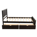 Platform Storage Bed, 2 Drawers With Wheels, Twin Size Frame, Espresso Sku:Wf283062Aap Twin Espresso Pine