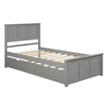 Platform Bed With Twin Size Trundle, Twin Size Frame, Gray Gray Pine