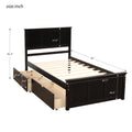 Platform Storage Bed, 2 Drawers With Wheels, Twin Size Frame, Espresso Sku:Wf283062Aap Twin Espresso Pine