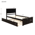 Platform Bed With Twin Size Trundle, Twin Size Frame, Espresso Espresso Pine