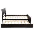 Platform Bed With Twin Size Trundle, Twin Size Frame, Espresso Espresso Pine