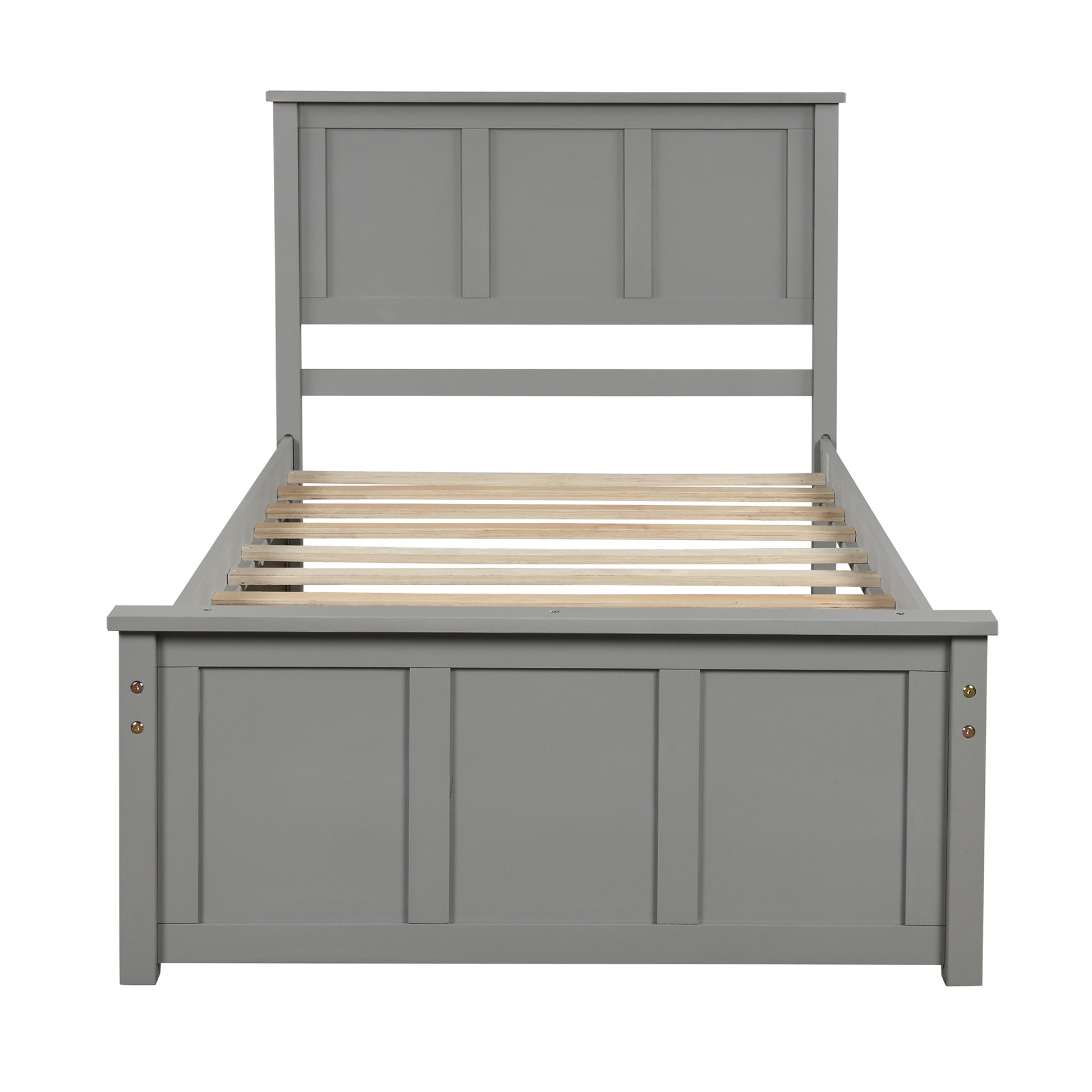 Platform Storage Bed, 2 Drawers With Wheels, Twin Size Frame, Gray Sku: Wf283062Aae Twin Gray Pine