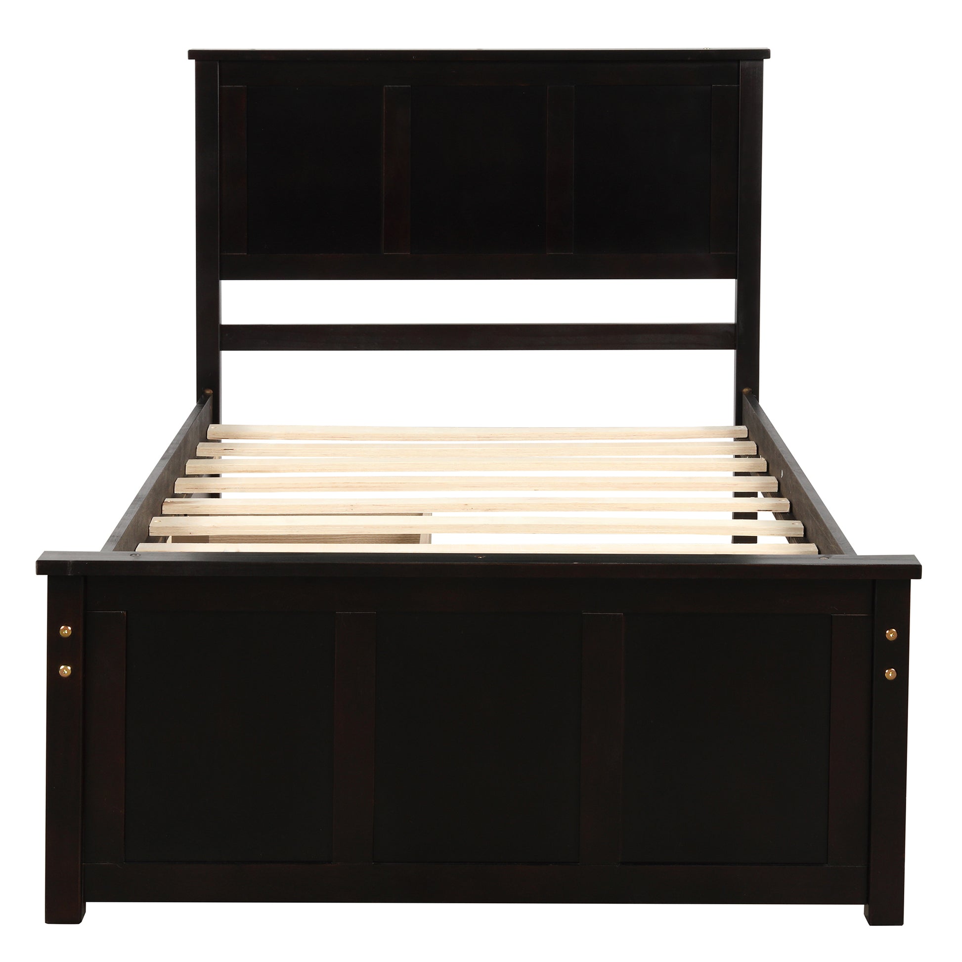 Platform Storage Bed, 2 Drawers With Wheels, Twin Size Frame, Espresso Sku:Wf283062Aap Twin Espresso Pine