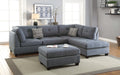 3 pcs Sectional Sofa Blue Grey Polyfiber Cushion Sofa light grey-blue-faux leather-wood-primary living
