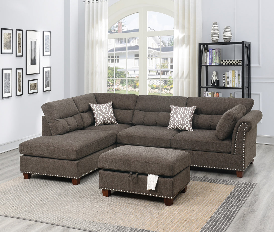 Sectional Sofa Tan Color Velvet Fabric Reversible Chaise Sofa Sectional W Pillows Cocktail Storage Ottoman 3Pc Set Tan Velvet Wood Primary Living Space Cushion Back Contemporary,Modern Pillow Top Arms Velvet 5 Seat