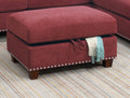 Sectional Sofa Red Velvet #F6419 Red Fabric 4 Seat