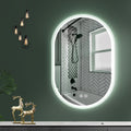 32X20 Inch Bathroom Mirror With Lights, Anti Fog Dimmable Led Mirror For Wall Touch Control, Frameless Oval Smart Vanity Mirror Vertical Hanging Natural Modern Glass