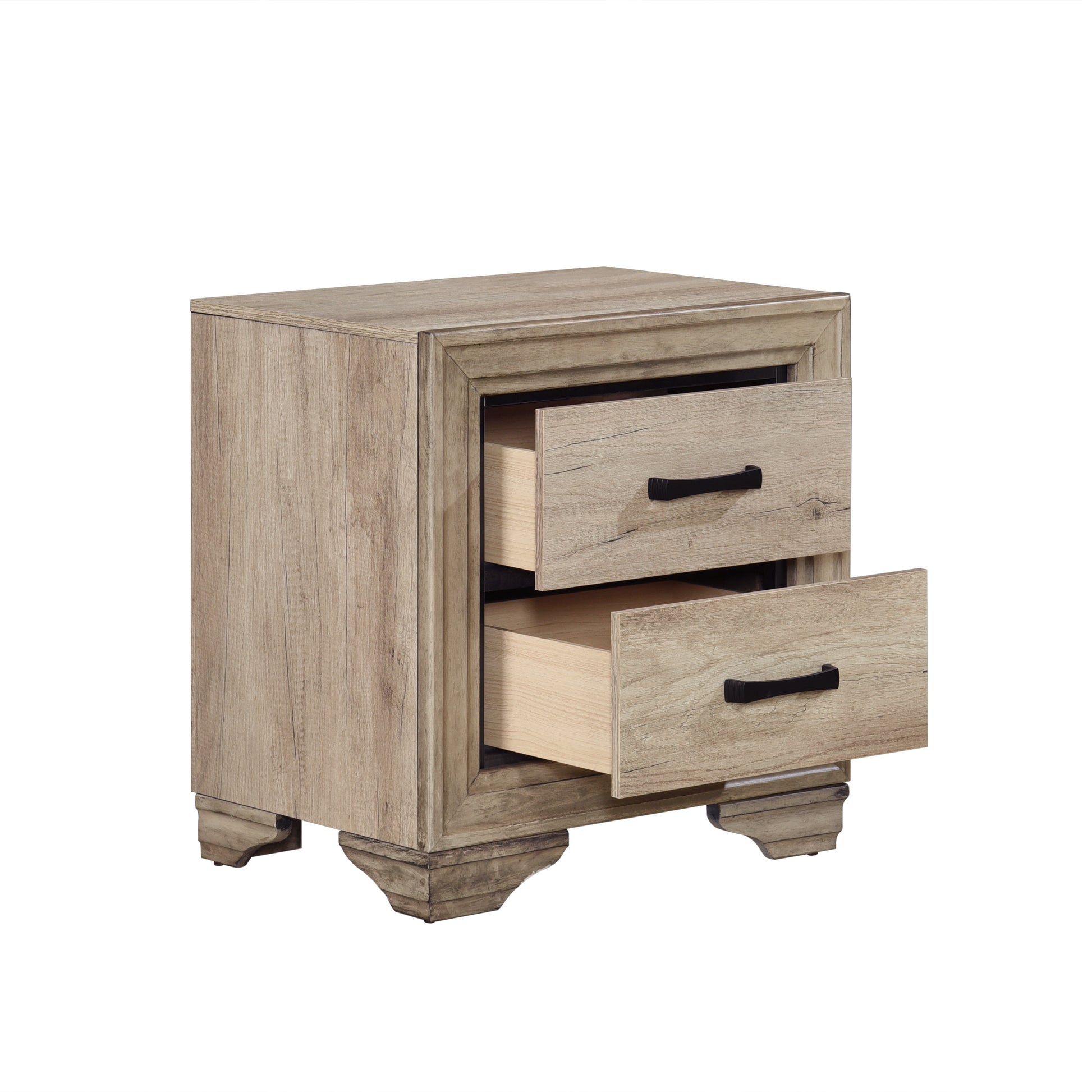 Contemporary Bedroom Furniture 1Pc Nightstand Of Drawers Natural Finish Melamine Laminate Bed Side Table Natural 2 Drawers Bedroom Wood