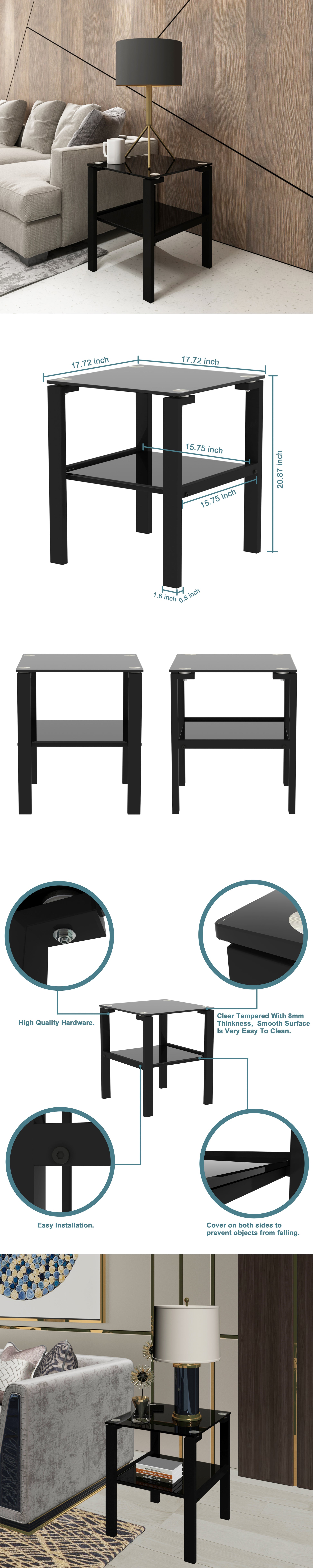 Black Glass Coffee Table, Clear Coffee Table Modern Side Center Tables For Living Room Living Room Furniture Black Glass