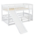 Bunk Bed with Slide,Twin Over Twin Low Bunk Bed with white-solid wood