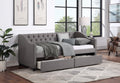 Upholstered Twin Size Daybed With Two Drawers, Wood Slat Support, Gray Old Sku :Lp000011Aae Gray Upholstered