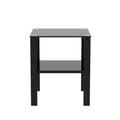 Set Of 2, Glass Two Layer Tea Table, Small Round Table, Bedroom Corner Table, Living Room Side Table,Black Black Tempered Glass