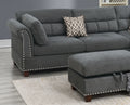 Sectional Sofa Slate Color Velvet Fabric Reversible Chaise Sofa Sectional W Pillows Cocktail Storage Ottoman 3Pc Set Grey Mix Velvet Wood Primary Living Space Cushion Back Contemporary,Modern Pillow Top Arms Velvet 5 Seat