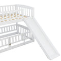 Bunk Bed with Slide,Twin Over Twin Low Bunk Bed with white-solid wood