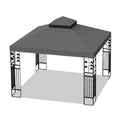 10X10 Ft Outdoor Patio Gazebo Replacement Canopy,Double Tiered Gazebo Tent Roof Top Cover Only Frame Not Include Gray Fabric