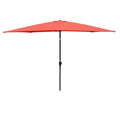 6 X 9Ft Patio Umbrella Outdoor Waterproof Umbrella With Crank And Push Button Tilt Without Flap For Garden Backyard Pool Swimming Pool Market Brick Red Steel