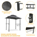 Outdoor Grill Gazebo 8 X 5 Ft, Shelter Tent, Double Tier Soft Top Canopy And Steel Frame With Hook And Bar Counters, Grey Gray Metal