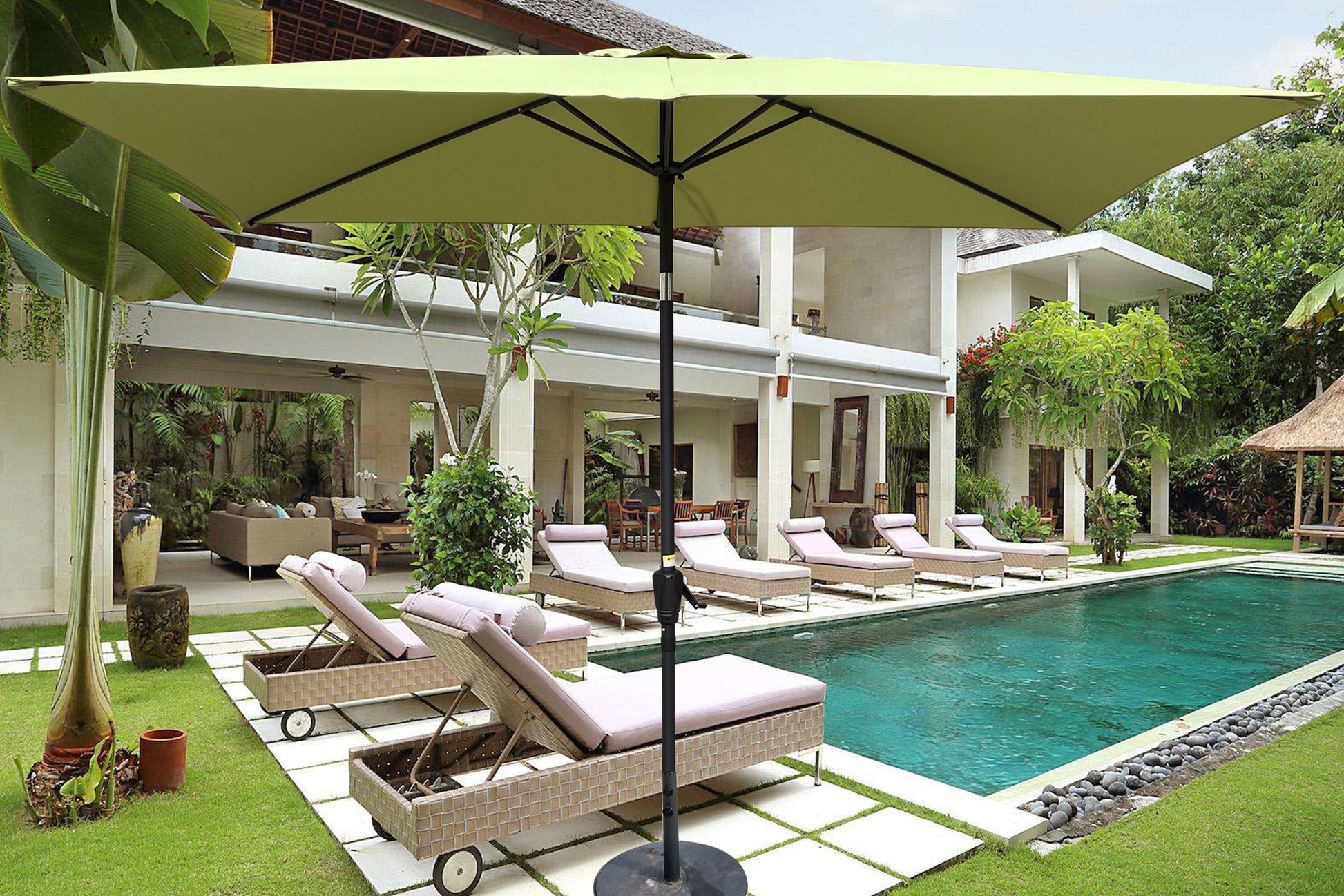 6 outdoor patio umbrella 6 X 9Ft Patio Umbrella Outdoor Waterproof Umbrella With Crank And Push
