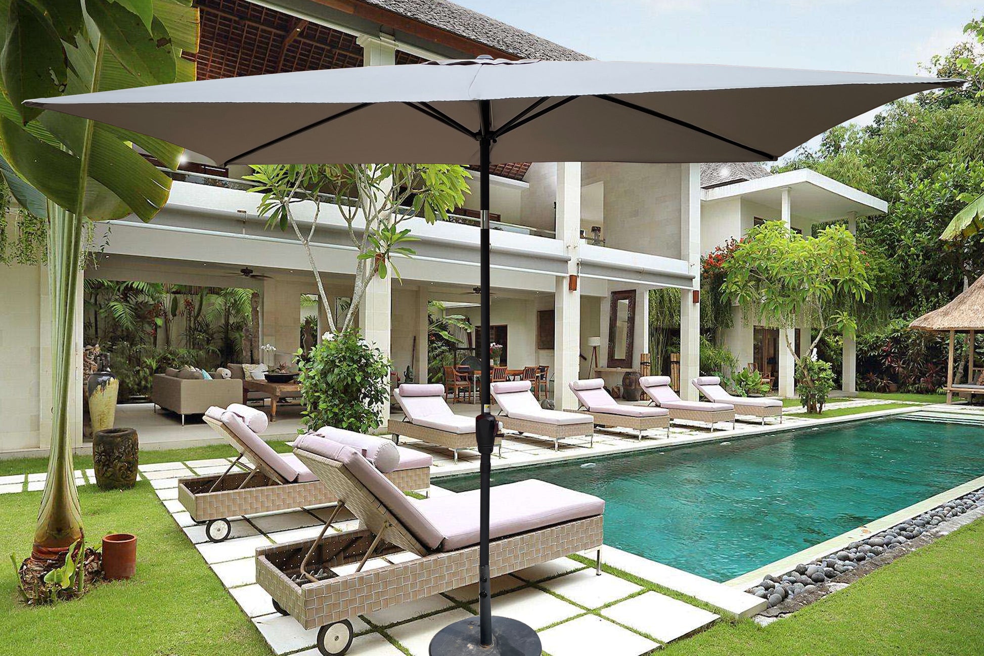 6' patio umbrella with tilt 6 X 9Ft Patio Umbrella Outdoor Waterproof Umbrella With Crank And Push