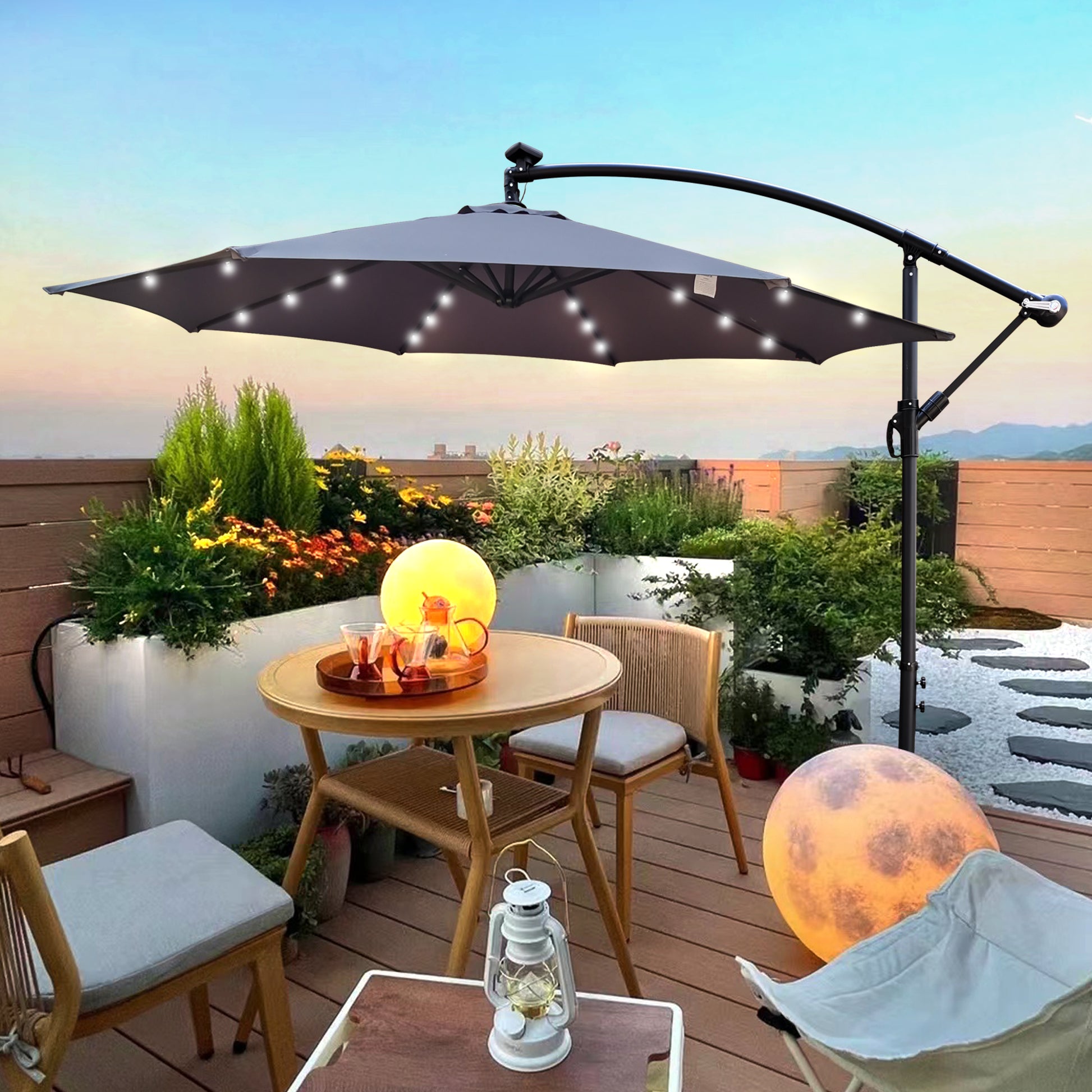 10 Ft Outdoor Patio Umbrella Solar Powered Led Lighted Sun Shade Market Waterproof 8 Ribs Umbrella With Crank And Cross Base For Garden Deck Backyard 10 Ft Outdoor Patio Umbrella Solar Powered Led Lighted Sun Shade Market Waterproof 8 Ribs Umbrella With Crank And Cross Base For Garden Deck Backyard