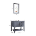 30In Gray Bathroom Vanity W Mirror And Top Only Gray Mdf