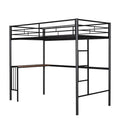 Twin Over Full Metal Bunk Bed With Desk, Ladder And Quality Slats For Bedroom, Metallic Black Old Sku :Lp000092Aab Black Metal