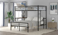 Twin Over Full Metal Bunk Bed With Desk, Ladder And Quality Slats For Bedroom, Metallic Black Old Sku :Lp000092Aab Black Metal