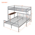 Twin Over Full Metal Bunk Bed With Desk, Ladder And Quality Slats For Bedroom, Metallic Silver Old Sku :Lp000092Aan Silver Metal