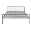 Twin Over Full Metal Bunk Bed With Desk, Ladder And Quality Slats For Bedroom, Metallic Silver Old Sku :Lp000092Aan Silver Metal