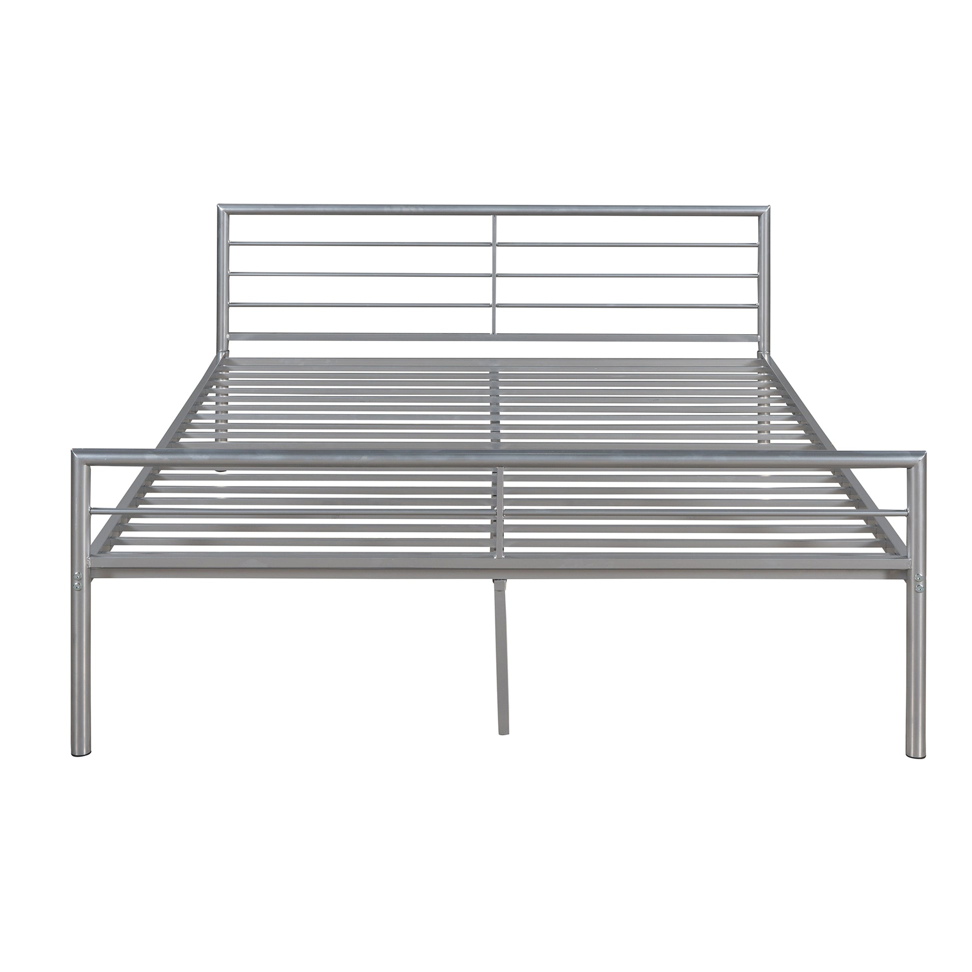 Twin Over Full Metal Bunk Bed With Desk, Ladder And Quality Slats For Bedroom, Metallic Silver Old Sku :Lp000092Aan Silver Metal