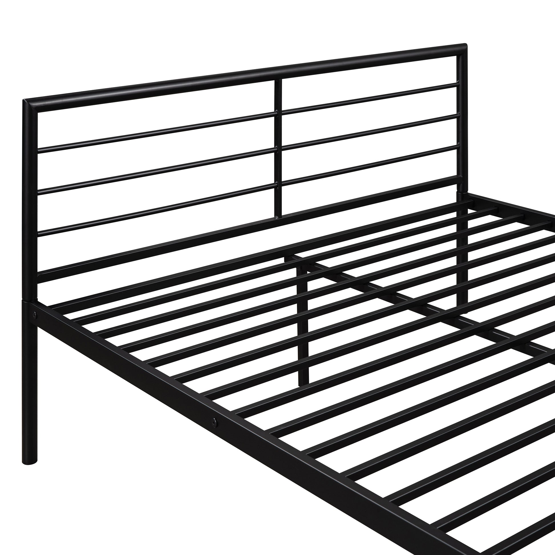 Twin Over Full Metal Bunk Bed With Desk, Ladder And Quality Slats For Bedroom, Metallic Black Old Sku :Lp000092Aab Black Metal