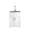 24In White Paint Free Laundry Tub Cabinet W Stainless Steel Combo White Mdf Mdf