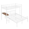 Twin Over Full Metal Bunk Bed With Desk, Ladder And Quality Slats For Bedroom, Metallic White Old Sku :Lp000092Aak White Metal