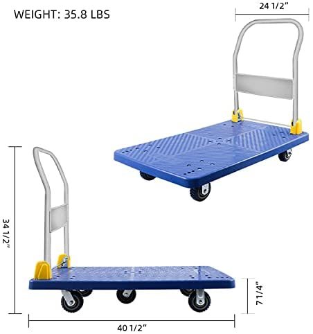 YSSOA Platform Truck with 1320lb Weight Capacity and blue-metal