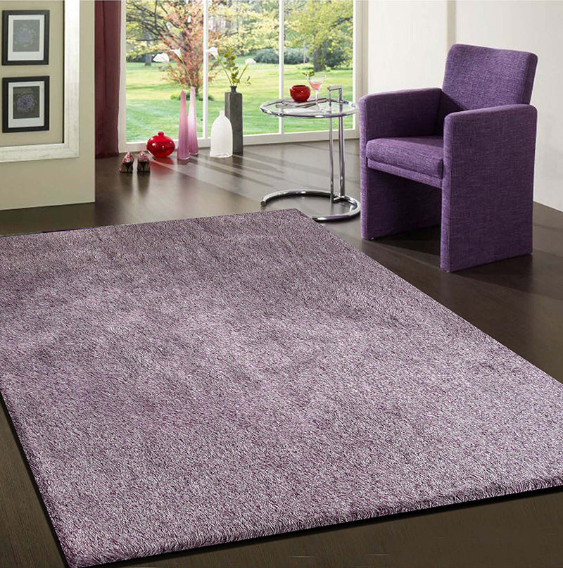 "Fancy Shaggy" Hand Tufted Area Rug Purple Polyester