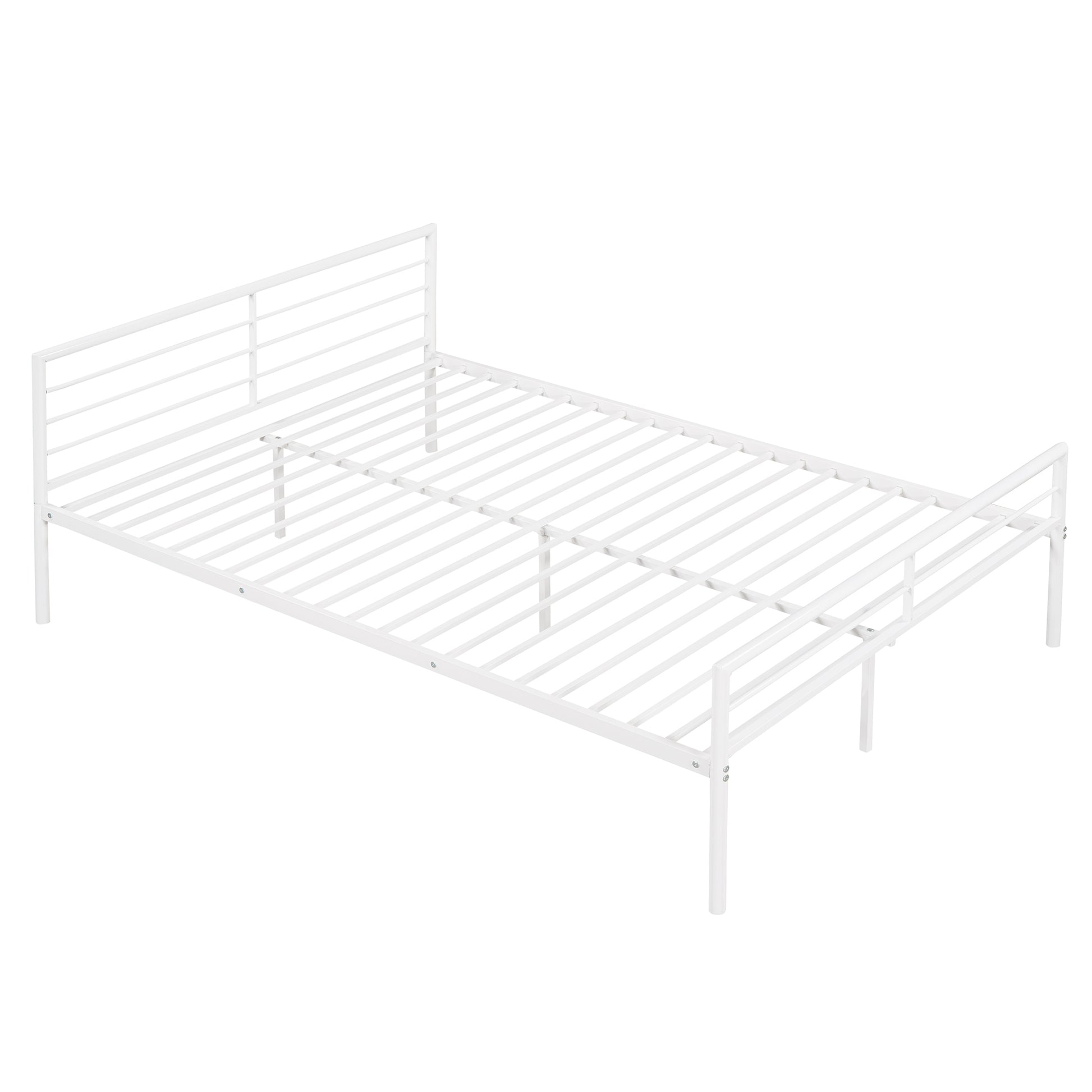 Twin Over Full Metal Bunk Bed With Desk, Ladder And Quality Slats For Bedroom, Metallic White Old Sku :Lp000092Aak White Metal