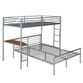 Twin Over Full Metal Bunk Bed With Desk, Ladder And Quality Slats For Bedroom, Metallic Silver Old Sku :Lp000092Aan Silver Metal